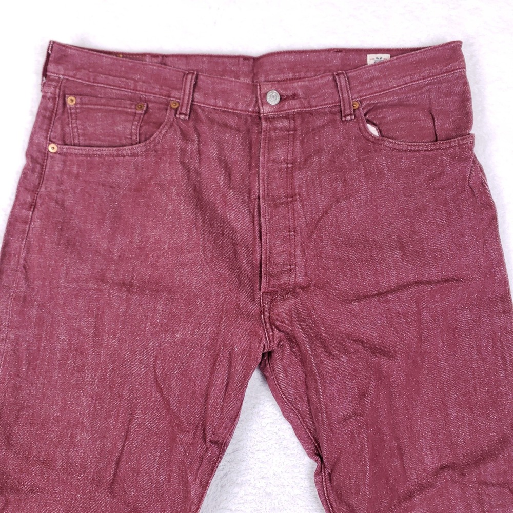 Levi's 501 White Oak Cone Denim Mens 40x32 Red Jeans Button Fly Heritage - Picture 2 of 14